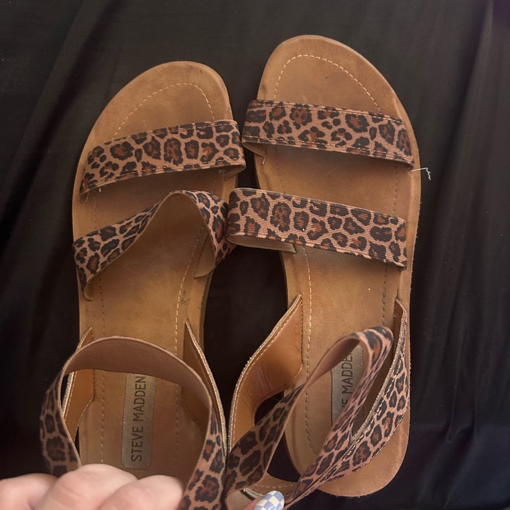 Steve Madden Leopard-Print Brown Strappy Sandals